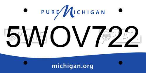 5WOV722 Michigan License Plate
