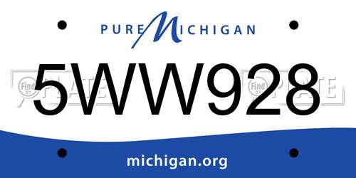 5WW928 Michigan License Plate