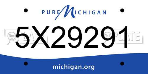 5X29291 Michigan License Plate