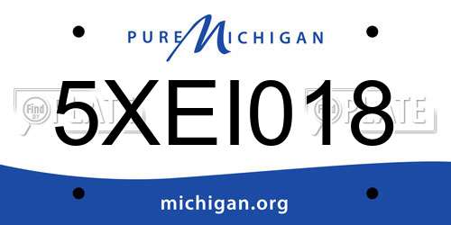 5XEI018 Michigan License Plate