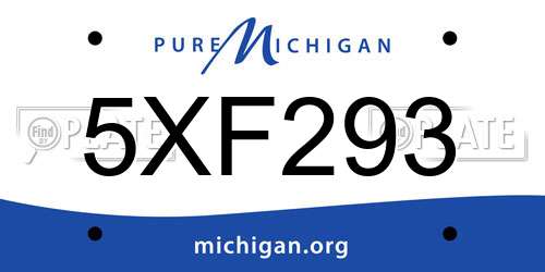 5XF293 Michigan License Plate