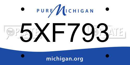 5XF793 Michigan License Plate