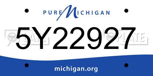 5Y22927 Michigan License Plate