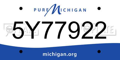 5Y77922 Michigan License Plate
