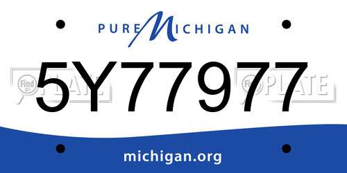 5Y77977 Michigan License Plate