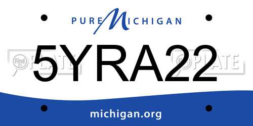 5YRA22 Michigan License Plate