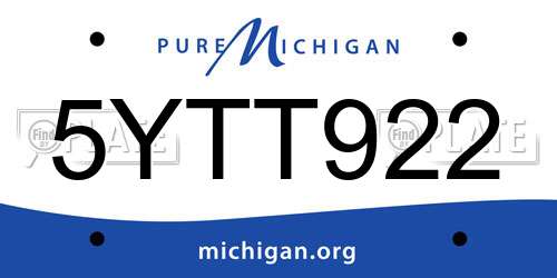 5YTT922 Michigan License Plate