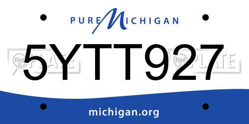 5YTT927 Michigan License Plate