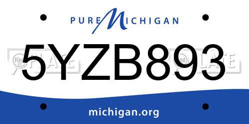 5YZB893 Michigan License Plate