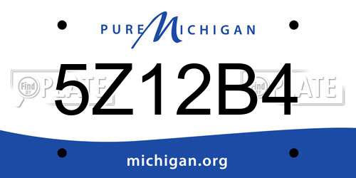 5Z12B4 Michigan License Plate