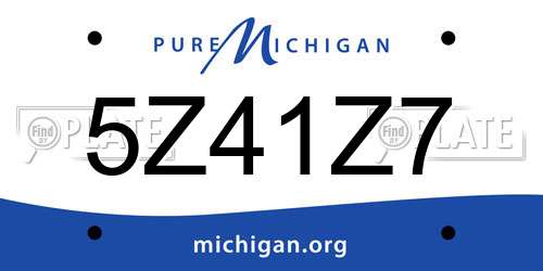 5Z41Z7 Michigan License Plate