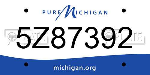 5Z87392 Michigan License Plate