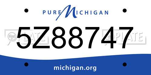 5Z88747 Michigan License Plate