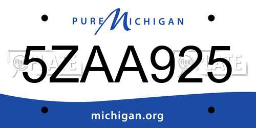 5ZAA925 Michigan License Plate