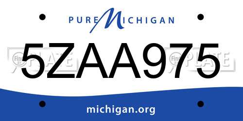 5ZAA975 Michigan License Plate