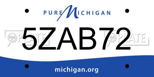 5ZAB72 Michigan License Plate