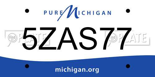 5ZAS77 Michigan License Plate