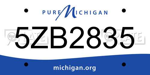 5ZB2835 Michigan License Plate