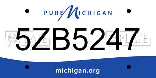 5ZB5247 Michigan License Plate