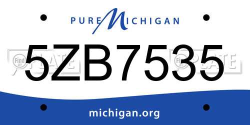 5ZB7535 Michigan License Plate