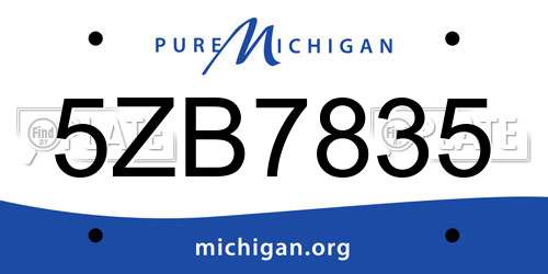 5ZB7835 Michigan License Plate