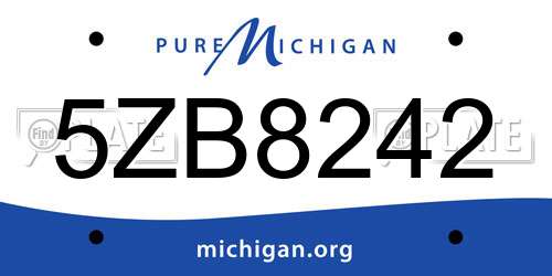5ZB8242 Michigan License Plate