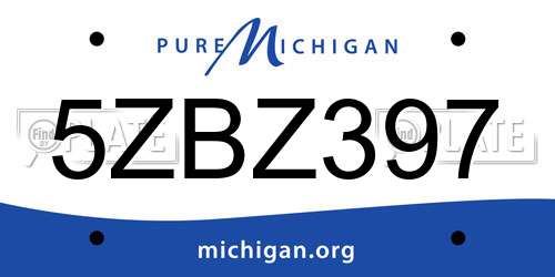 5ZBZ397 Michigan License Plate