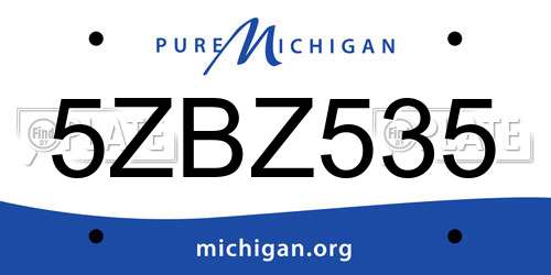 5ZBZ535 Michigan License Plate