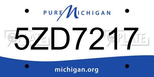 5ZD7217 Michigan License Plate