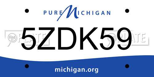 5ZDK59 Michigan License Plate