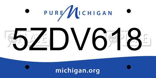 5ZDV618 Michigan License Plate