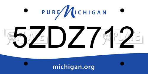 5ZDZ712 Michigan License Plate