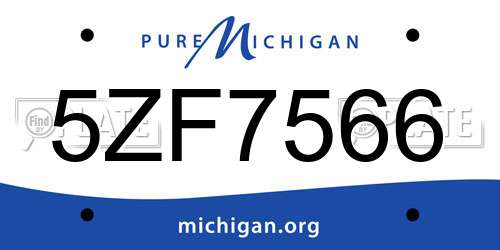 5ZF7566 Michigan License Plate