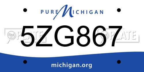 5ZG867 Michigan License Plate