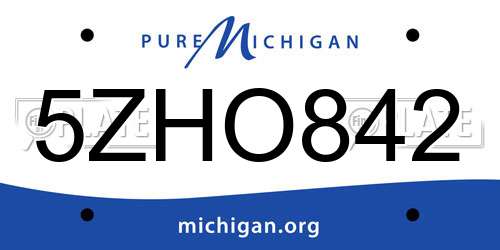 5ZHO842 Michigan License Plate