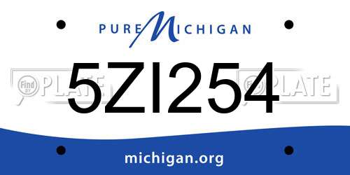 5ZI254 Michigan License Plate