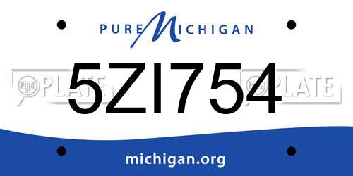 5ZI754 Michigan License Plate