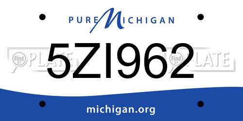 5ZI962 Michigan License Plate