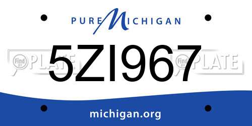 5ZI967 Michigan License Plate