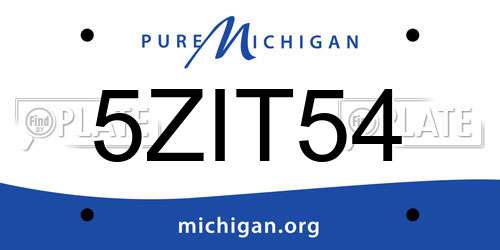 5ZIT54 Michigan License Plate