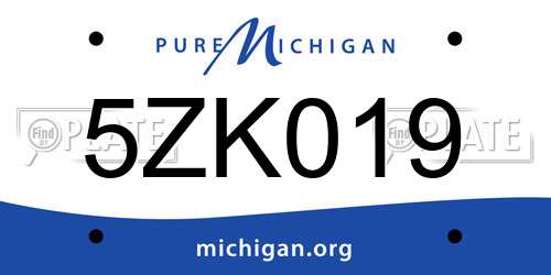 5ZK019 Michigan License Plate