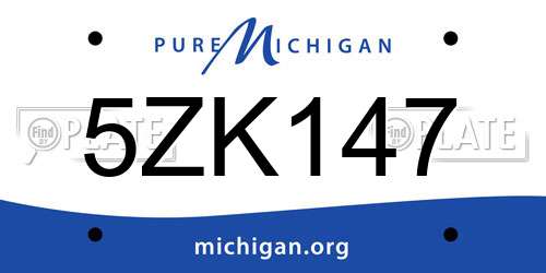 5ZK147 Michigan License Plate