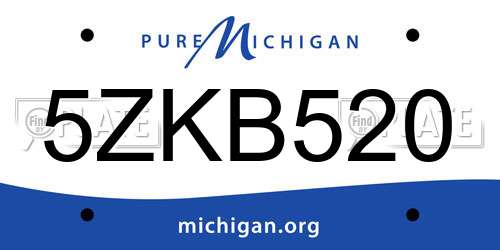 5ZKB520 Michigan License Plate