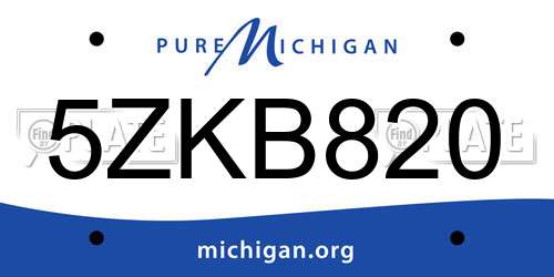 5ZKB820 Michigan License Plate