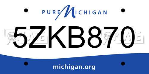 5ZKB870 Michigan License Plate