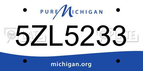 5ZL5233 Michigan License Plate