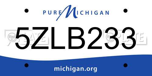 5ZLB233 Michigan License Plate