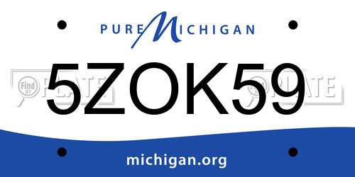 5ZOK59 Michigan License Plate