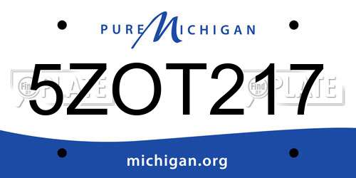 5ZOT217 Michigan License Plate