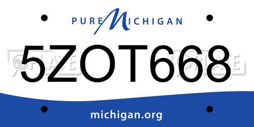 5ZOT668 Michigan License Plate